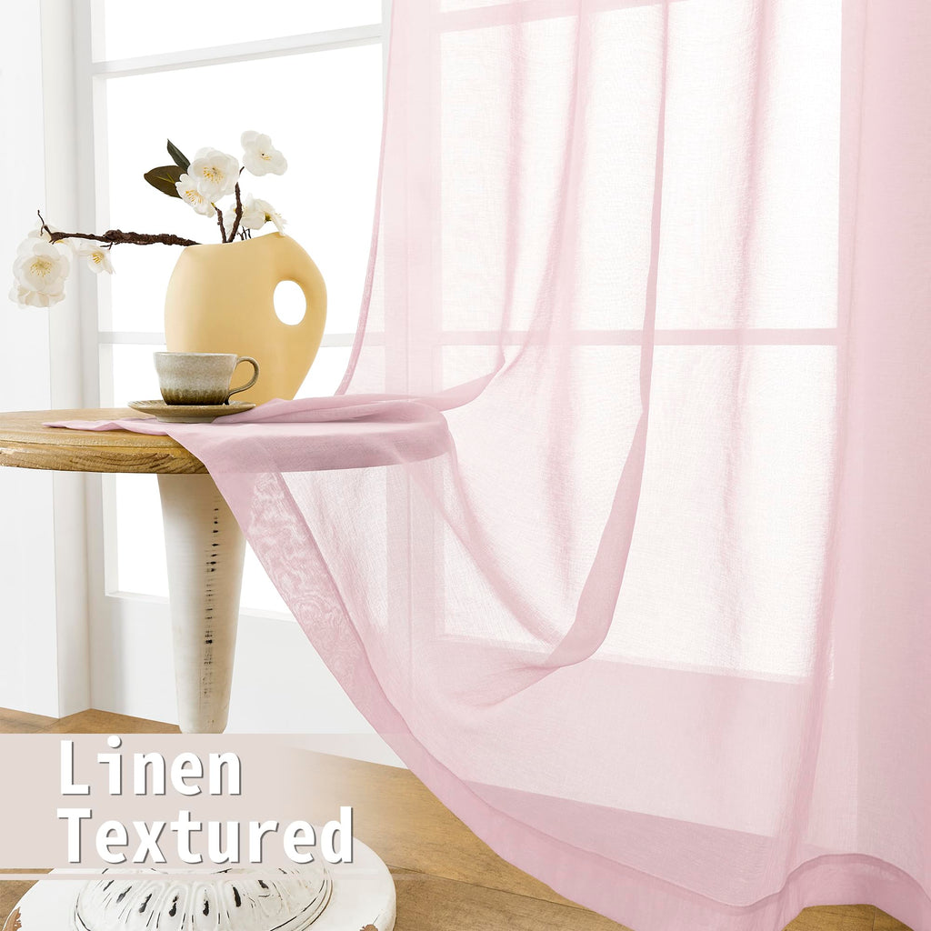 Sheer Door Curtain Closet Linen Textured Curtains Sheer Doorway Light Filtering Voile Patio Glass Doors Rod Pocket Curtain French Door