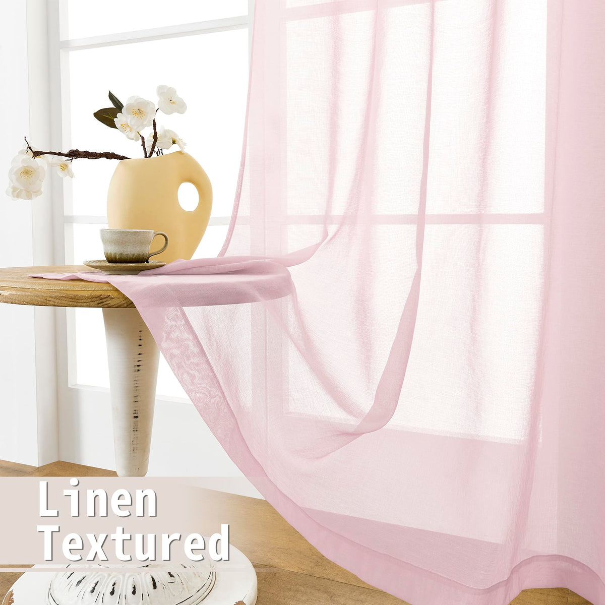 Short Sheer Door Curtains Closet Linen Textured Curtains Sheer Doorway Light Filtering Voile Patio Glass Door Rod Pocket Curtain French Doors