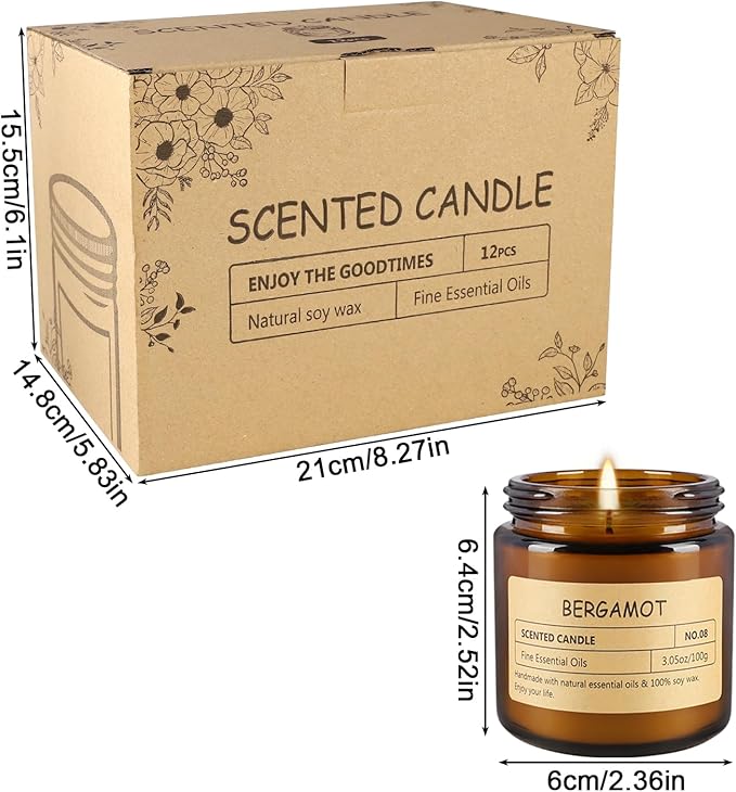 12Pack Scented Candle Set - Aromatherapy Candle Gift Set ??Long Lasting Jar Candles for Men| Women, Ideal for Birthdays, Mother's Day Thanksgiving Gifts
