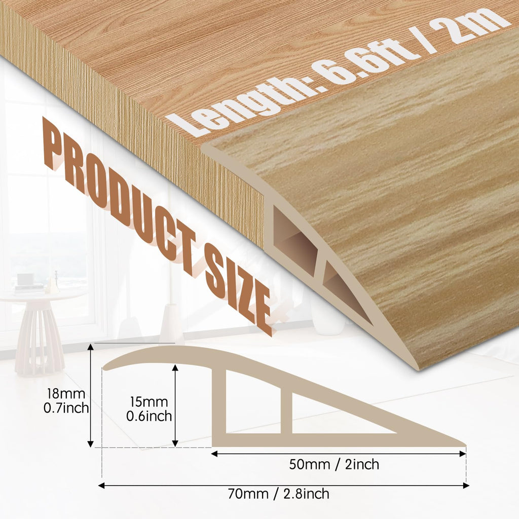 Floor Transition Strip Door Threshold 78" Floor Transition Reducer Trim on The Edges Threshold Strip Self Adhesive Suitable for Doorways (7 Foot)