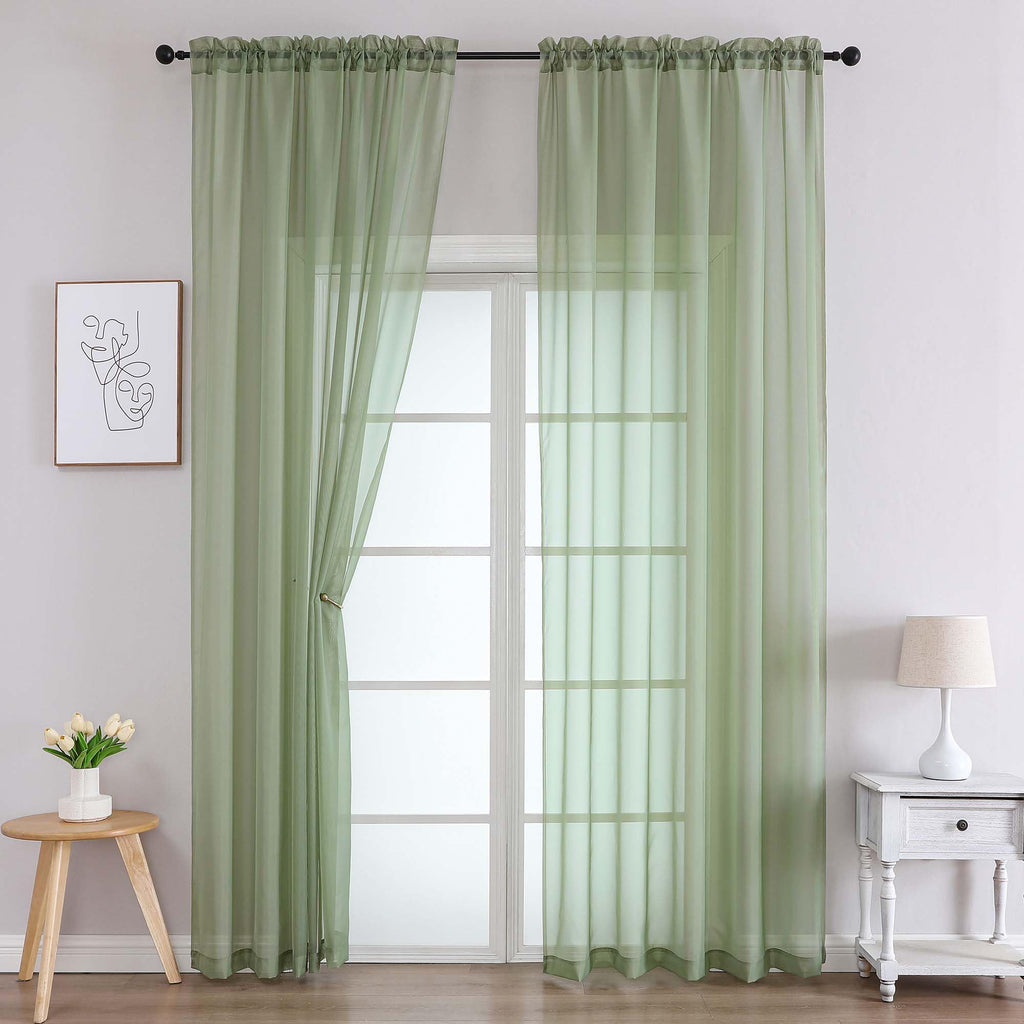 Sage Green Sheer Curtains 78 Inches Long 2 Panels Set for Living Room (2 Count)