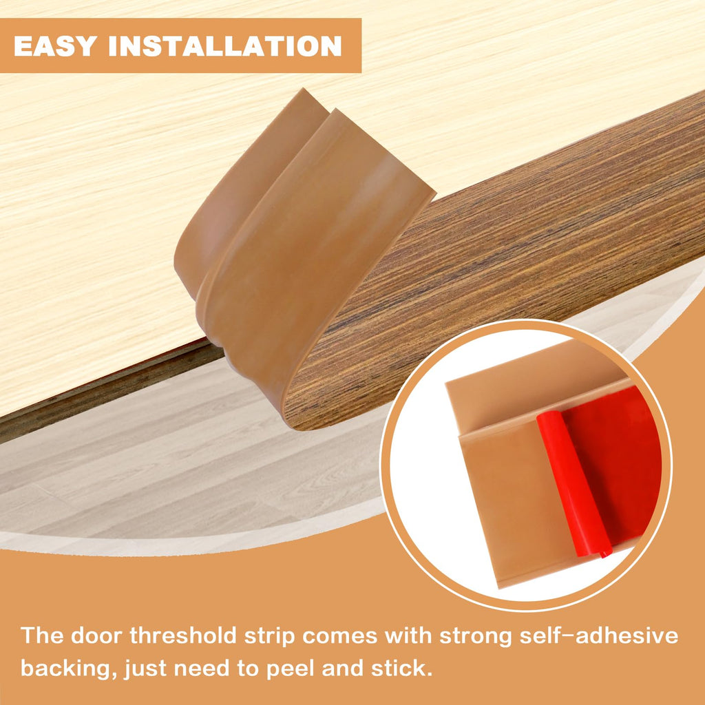 Vinyl Door Threshold Flooring Transition Strip Self Adhesive Carpet Edging Strip for Laminate Doorway Edge Threshold from 1 (6.6 Foot)