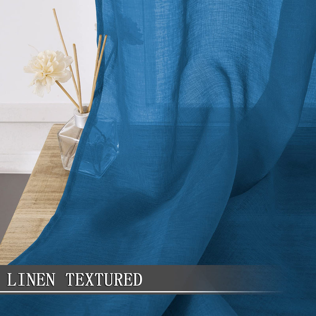 Sheer Curtains Linen Textured Bedroom Curtain Sheers Light Filtering Rod Pocket Voile Curtains for Living Room (2 Count)