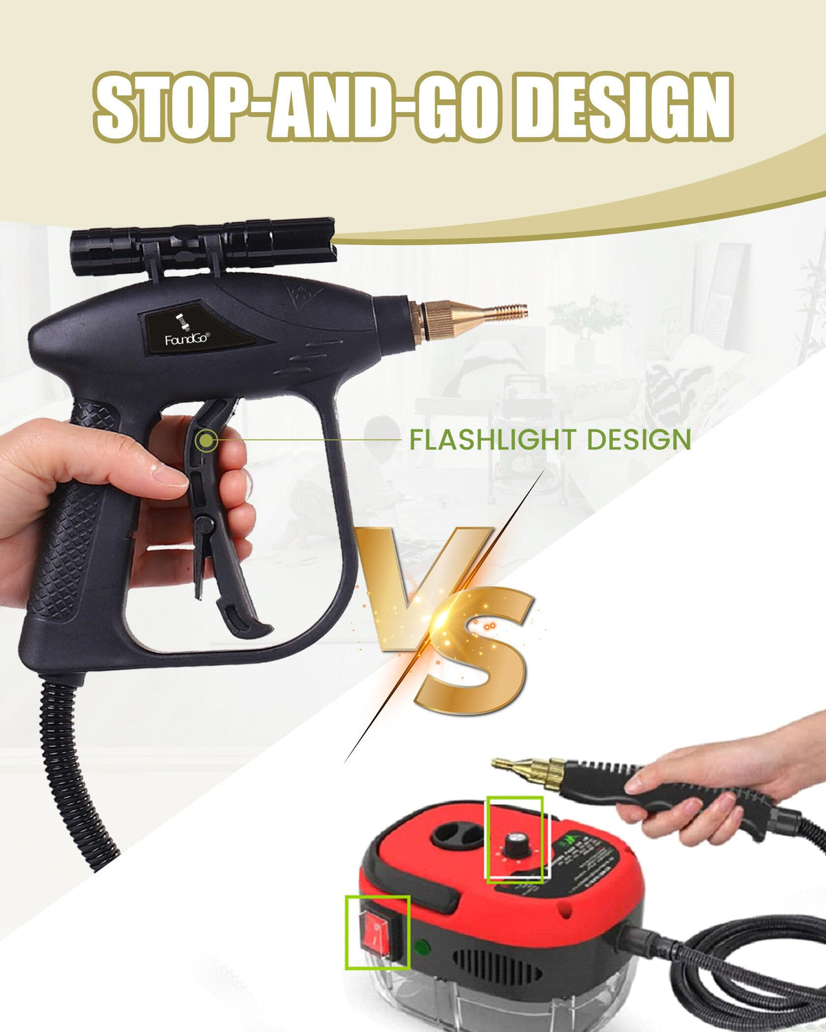 1700W Tankless Handheld Steam Cleaner with 7 Brushes 20s Heating to 239℉ Pressurized Portable Steam Cleaner