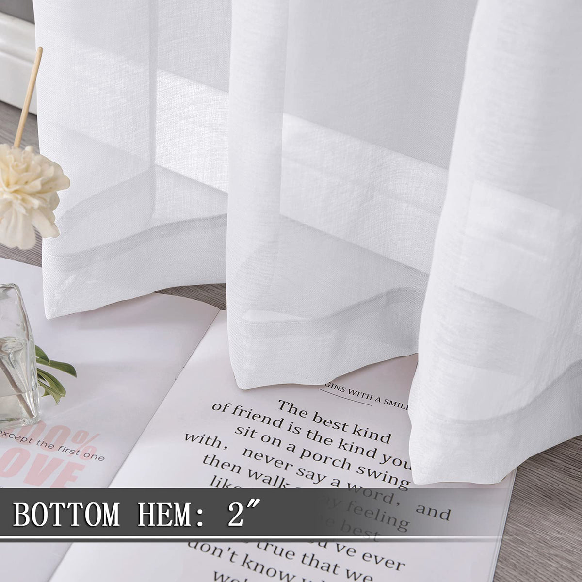 Sheer Curtain Linen Textured Living Room Curtains Sheer Light Filtering Rod Pocket Voile Curtain for Bedroom