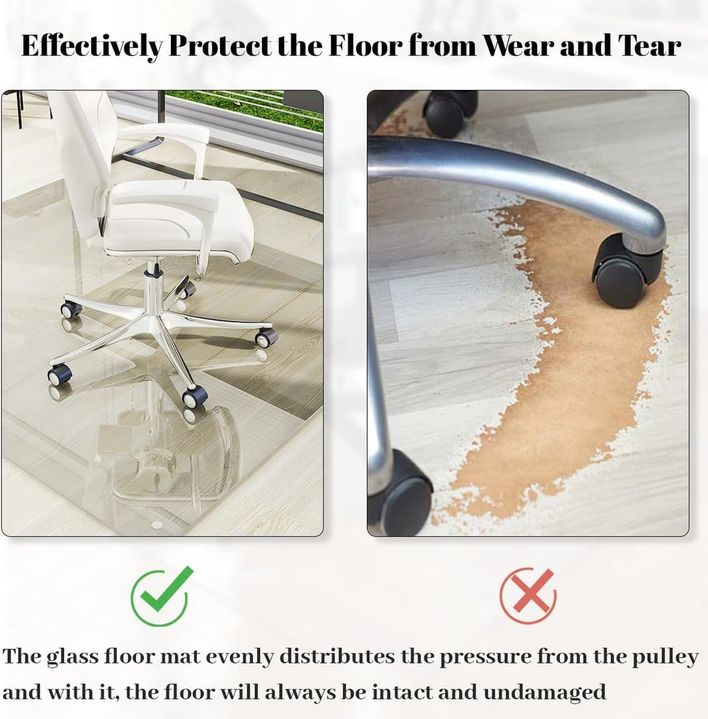 Tempered Glass] 42" x 60" Glass Office Chair Mat for Carpet