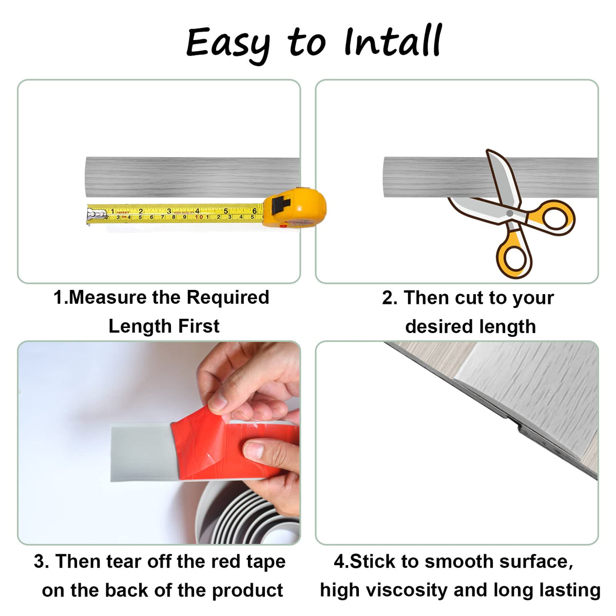 Floor Door Flat Transition Strip & Self Adhesive Floor Vinyl Floor Edge Trim Laminate Floor Gap Covering Joining Strip (2 Foot)