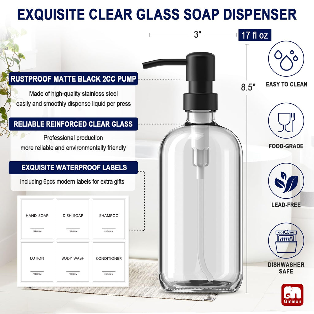 Glass Soap Dispenser with Pump (2 Count)