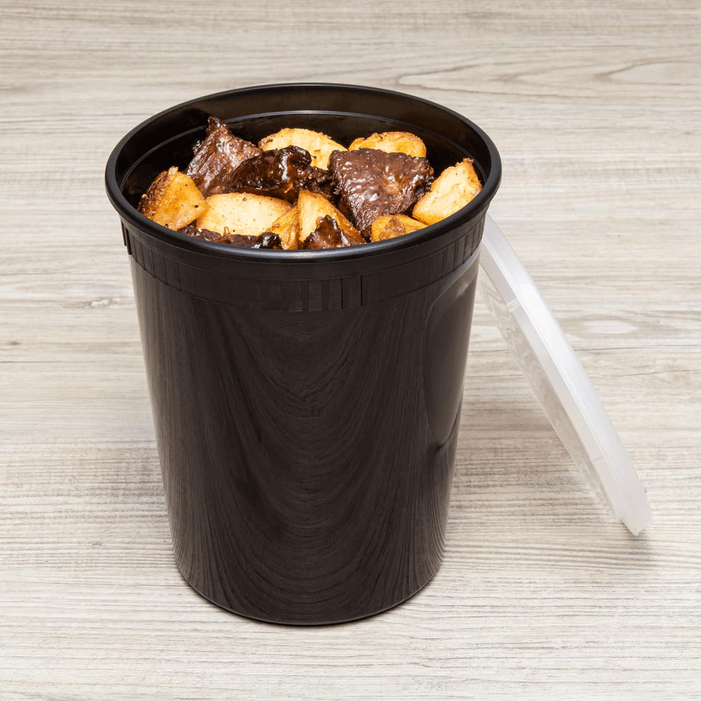 32oz 240 ct Black PP Injection Molded Round Deli Containers with Lids (240 Count)