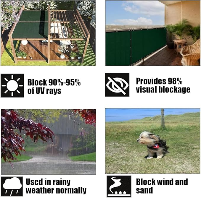 Petgrow Fence Privacy Screen 5FT X 81FT– Heavy Duty (HDPE) Outdoor Shade Mesh Cloth, 90% Blockage Fencing Shade Net Cover for Garden, Backyard, Balcony & Swimming – UV Protection, Windproof