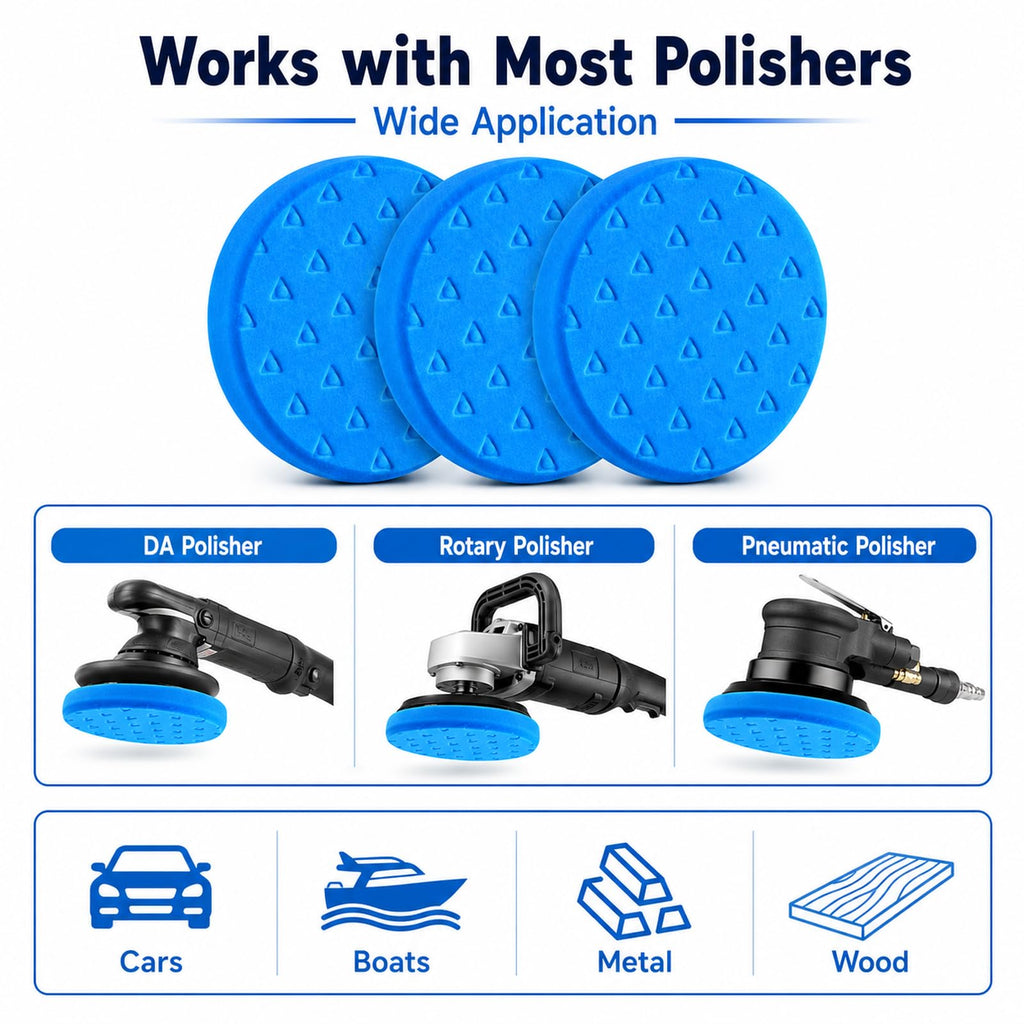 Polishing Pad 6.5 Inch 3 Pack Blue Foam Buffing Pads for Car Detailing (3 Count)