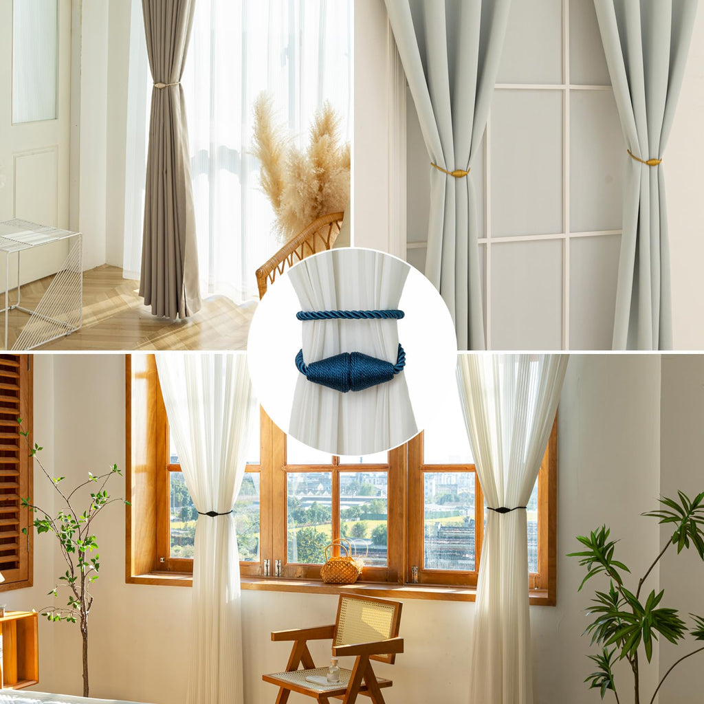 Magnetic Curtain Tiebacks 8 Pack Outdoor Rope Curtain Tie Backs Decorative Window Treatment Holdbacks for Home Decorative Curtain