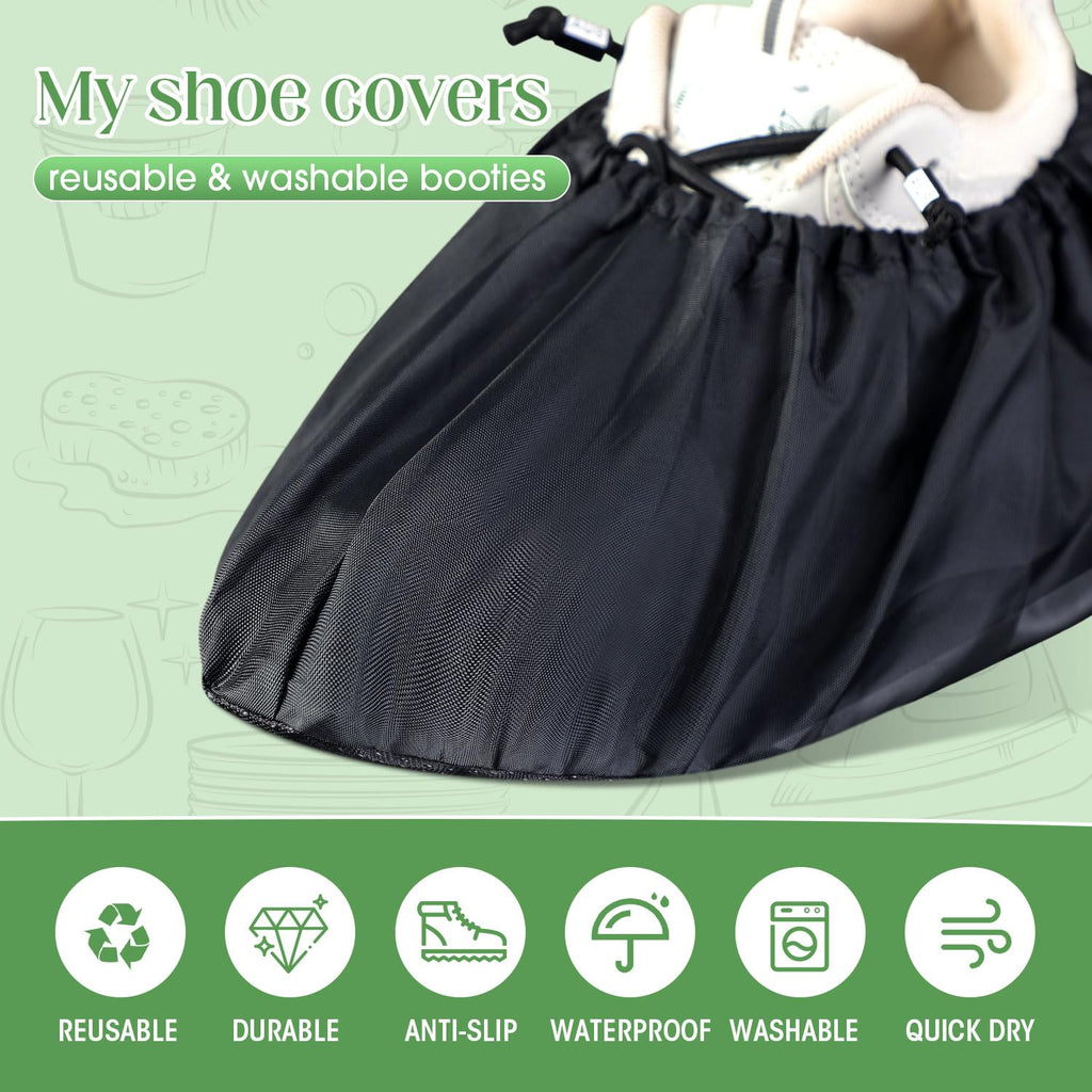 8 Pairs Reusable Shoe Covers Waterproof Non Slip Floor (8 Count)