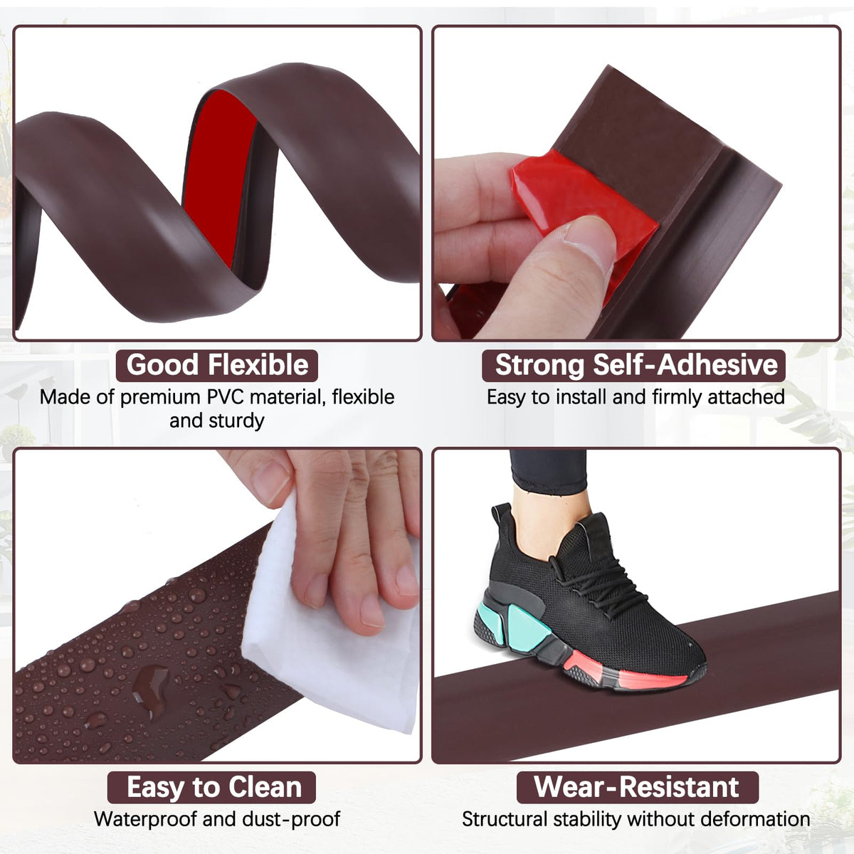 Vinyl Door Threshold Flooring Transition Strip Self Adhesive Carpet Edging Strip for Laminate Doorway Edge Threshold from 1 (10 Foot)
