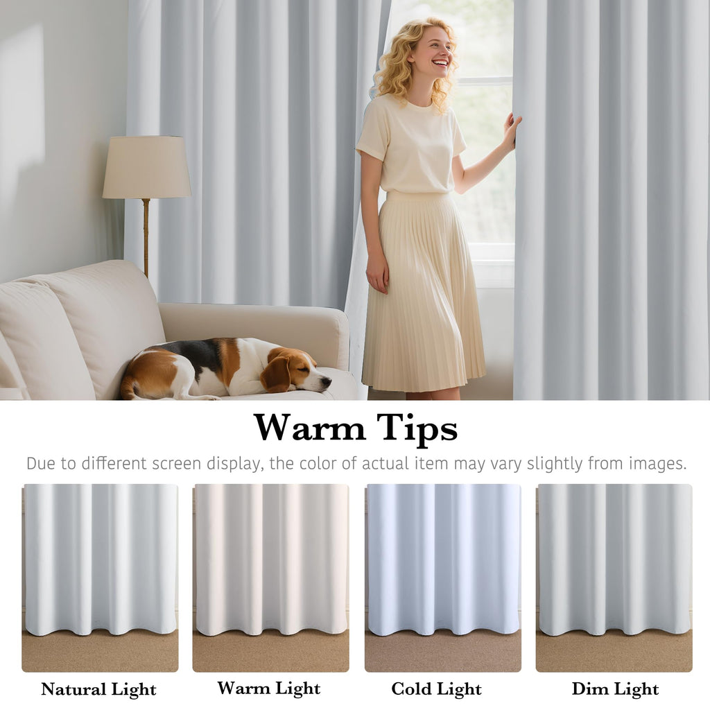 Short White 100% Blackout Curtains for Small Window (2 Count)