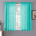 Short Sheer Curtain Linen Textured Living Room Curtains Sheer Light Filtering Rod Pocket Voile Curtain for Bedroom (2 Count)