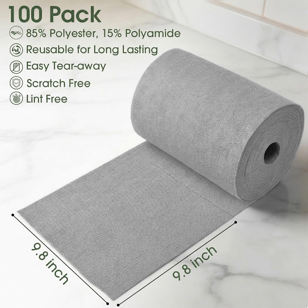 Microfiber Cleaning Cloth Roll (100 Count)