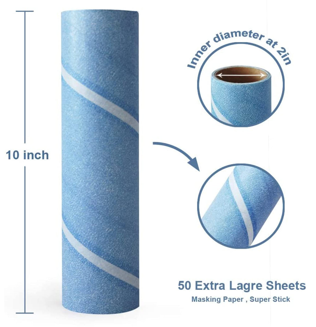 Large 10 Inch Wide Lint Roller Refills 6 Rolls 300 Ultra (300 Count)