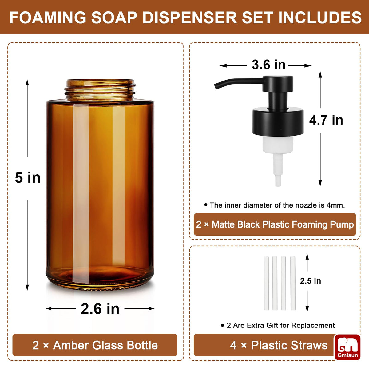 Glass Foaming Soap Dispenser (2 Count)