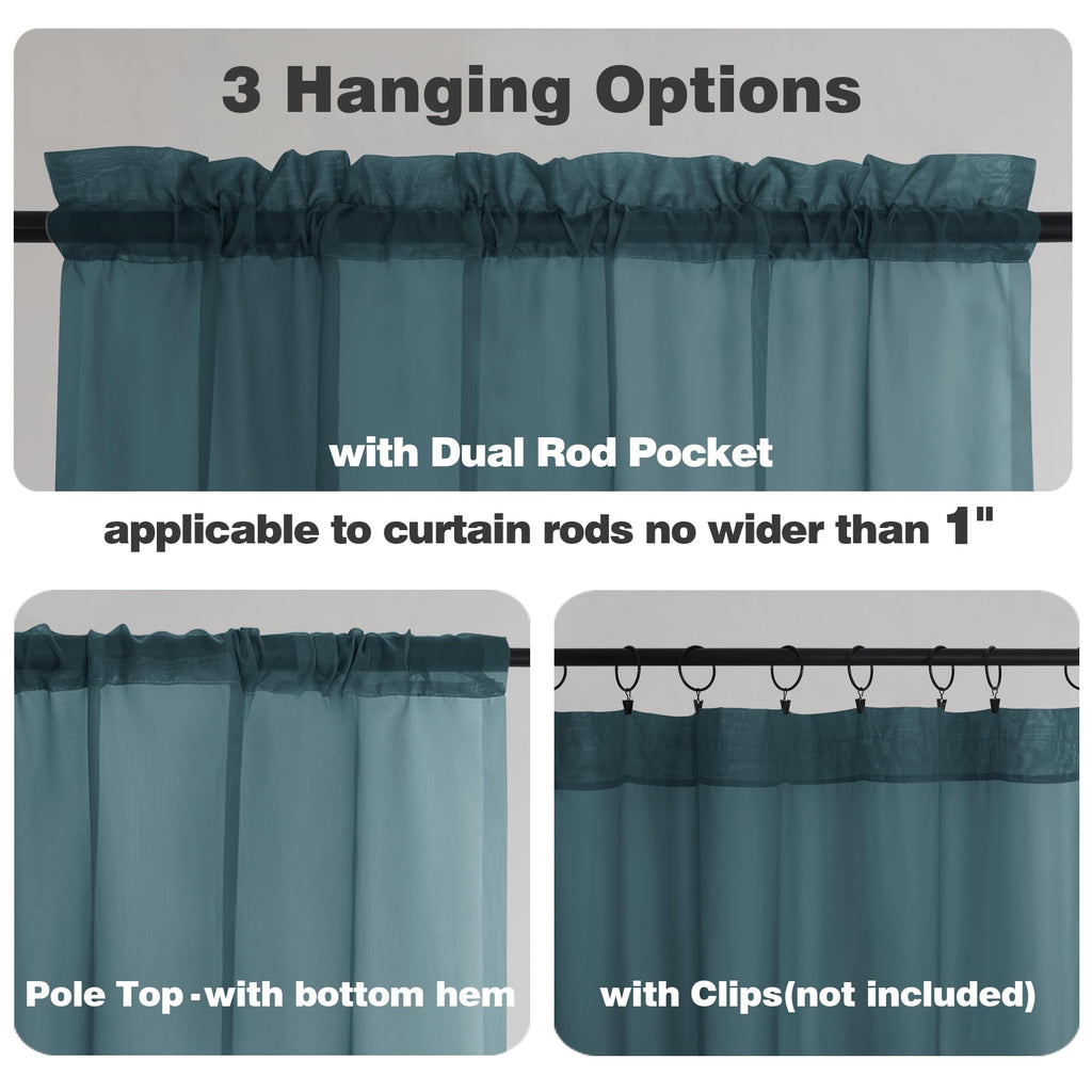 Sheer Curtains 63 Inch Length 2 Panels (2 Count)