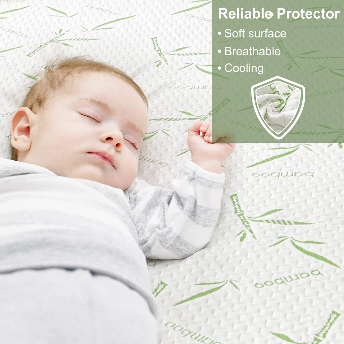 Twin Mattress Protector Waterproof Mattress Pad Washable Bamboo Rayon Mattress Cover Breathable Noiseless Bed Protector 5"