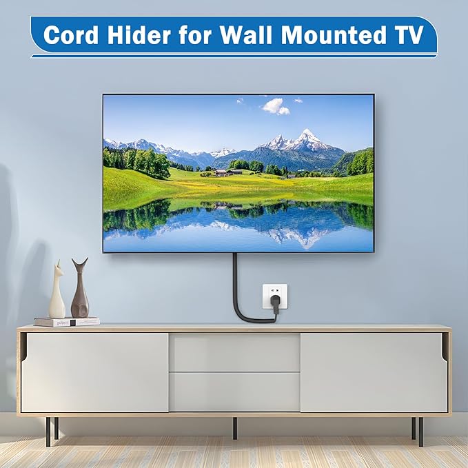 UOMTFAI Wall Cord Hider 196 Inch - Self-Adhesive Wire Cover Raceway for Walls, Flexible PVC Cable Concealer for Home and Office, W0.59 H0.39in - Black