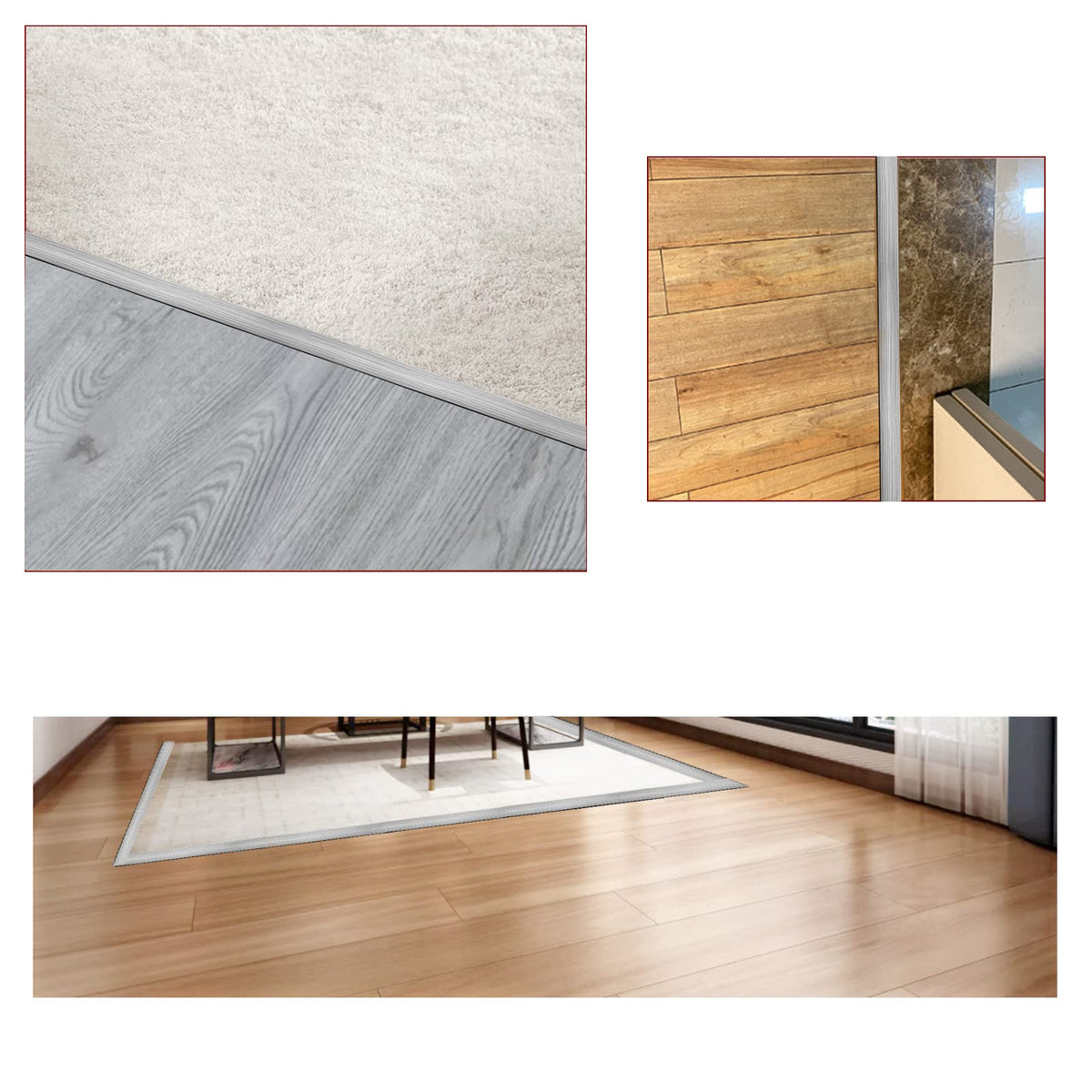 Floor Door Flat Transition Strip & Self Adhesive Floor Vinyl Floor Edge Trim Laminate Floor Gap Covering Joining Strip (2 Foot)