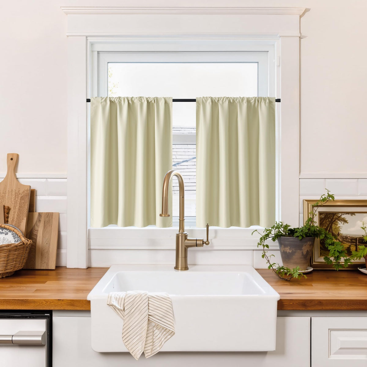 100% Blackout Bathroom Curtains Over Sink 24 inches Long (2 Count)