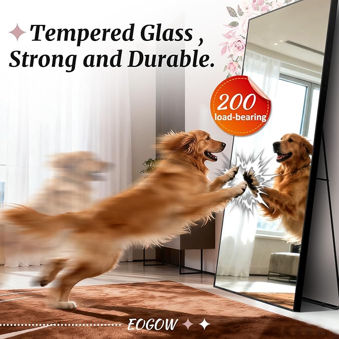 EOGOW 65" x 22" Full Body Mirror,Tempered Glass Shatterproof Full Length Mirror with Stand, Hanging, Wall Mounted Leaning for Bedroom Living Room Entryway