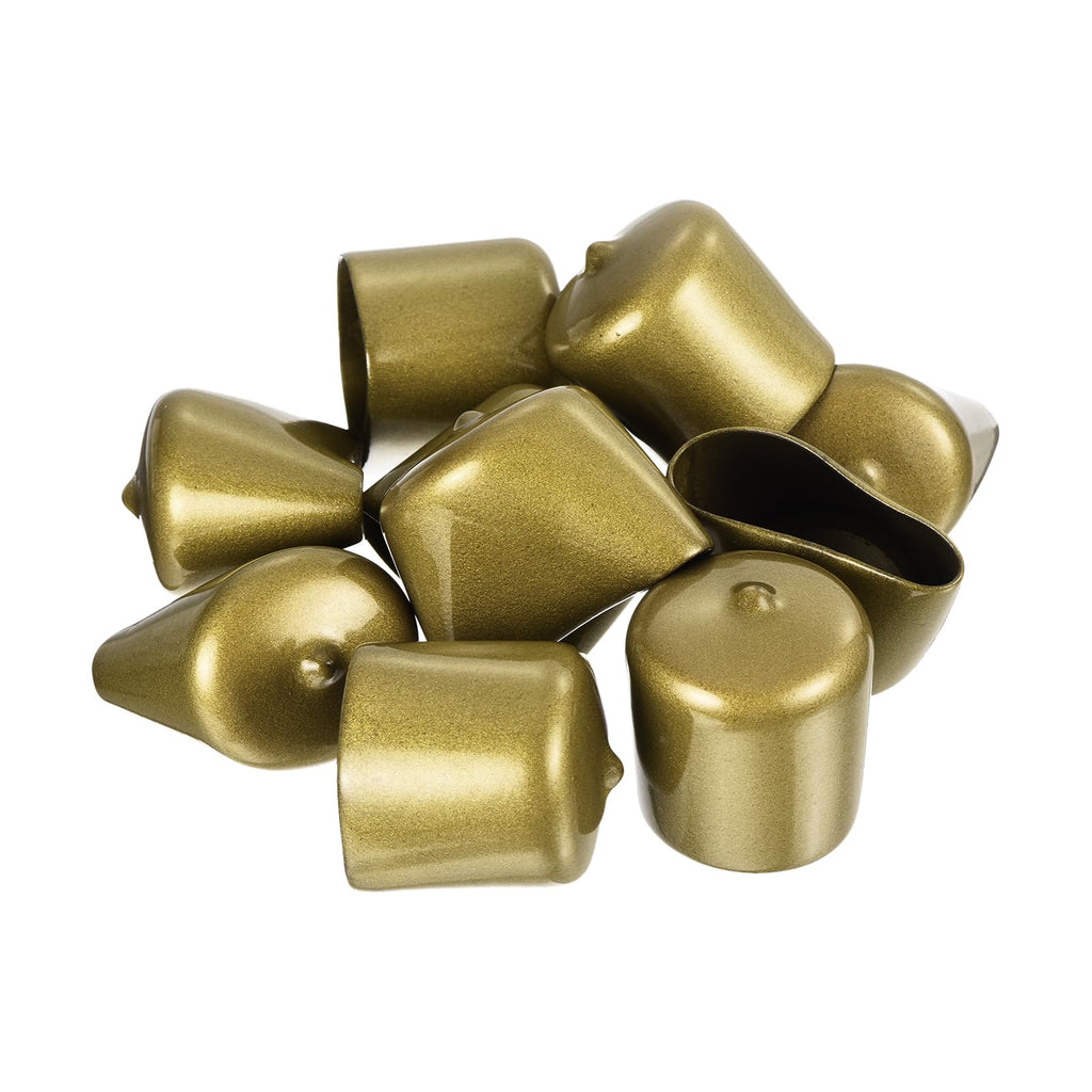 20pcs Rubber End Caps 33mm ID Vinyl Round Tube Bolt Cap Cover Thread Protectors Gold