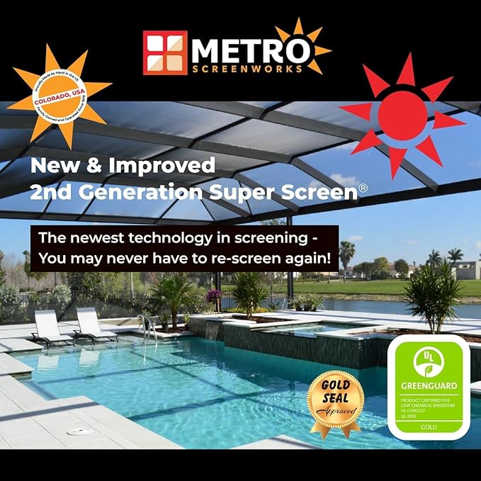 Super Screen 20/20 No-See-Um Screen - (120 in x 100 ft) - Weather & Pet Proof Screen - Porch & Patio Screen - Durable Screen Mesh Roll - Window Screen Replacement Bug Mesh - Dog & Cat Proof Screen