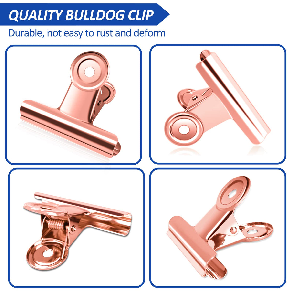 20 Pack Large Metal Hinge Rose Gold Clips 51mm for Crafts (20 Count)