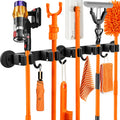 Magnetic Broom Holder Wall Mount with 4 Hooks and 5 Rack