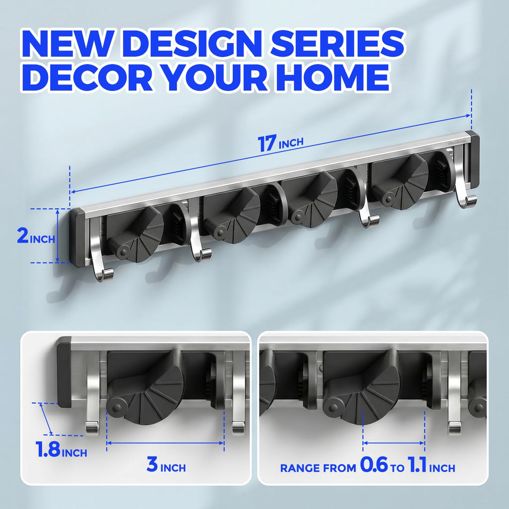 Mop Broom Holder Wall Mount Metal Pantry Organization and Storage Garden Kitchen Tool Organizer Wall Hanger for Home Goods