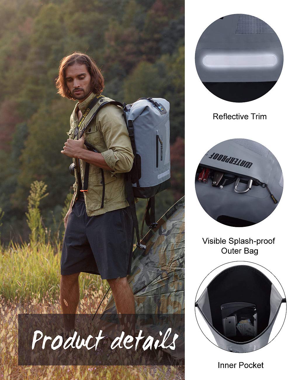 IDRYBAG Waterproof Backpack for Men 20L/30L/40L, Floating Dry Bag Kayak, Dry Backpack Hiking