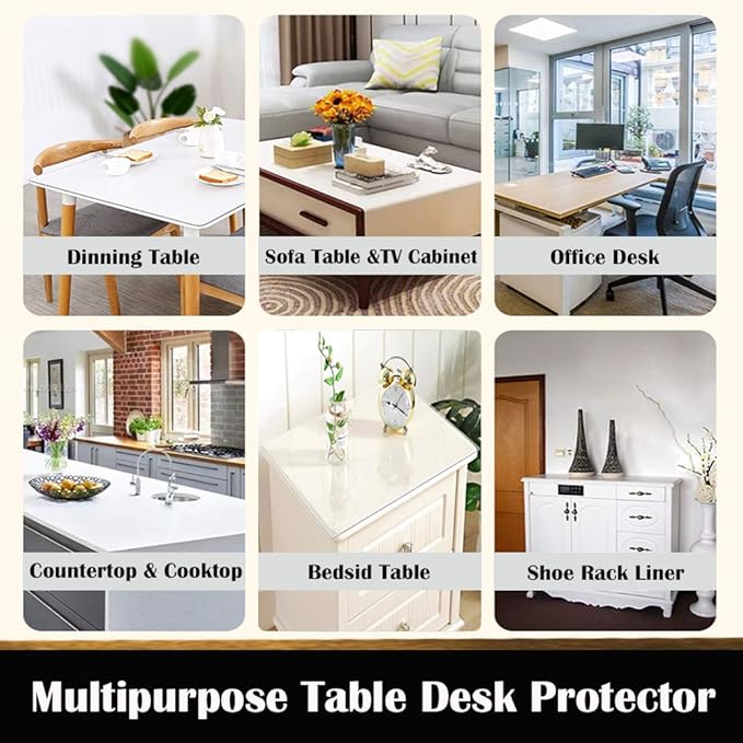 Clear Table Protector Transparent PVC Plastic Table Pad for Wedding Buffet Party Conference Table Dining Table Banquet Table Vinyl Desk Mat Desk Proetctor 42x106 Inch Anti-Scratch Waterproof Non-Slip