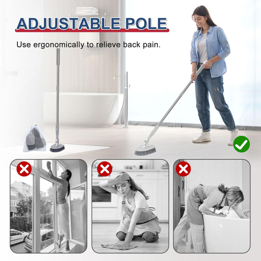 Tile Tub Floor Cleaner Scrubber With Long Handle