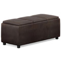 Avalon 42" Wide Vegan Leather Storage Ottoman in Brown