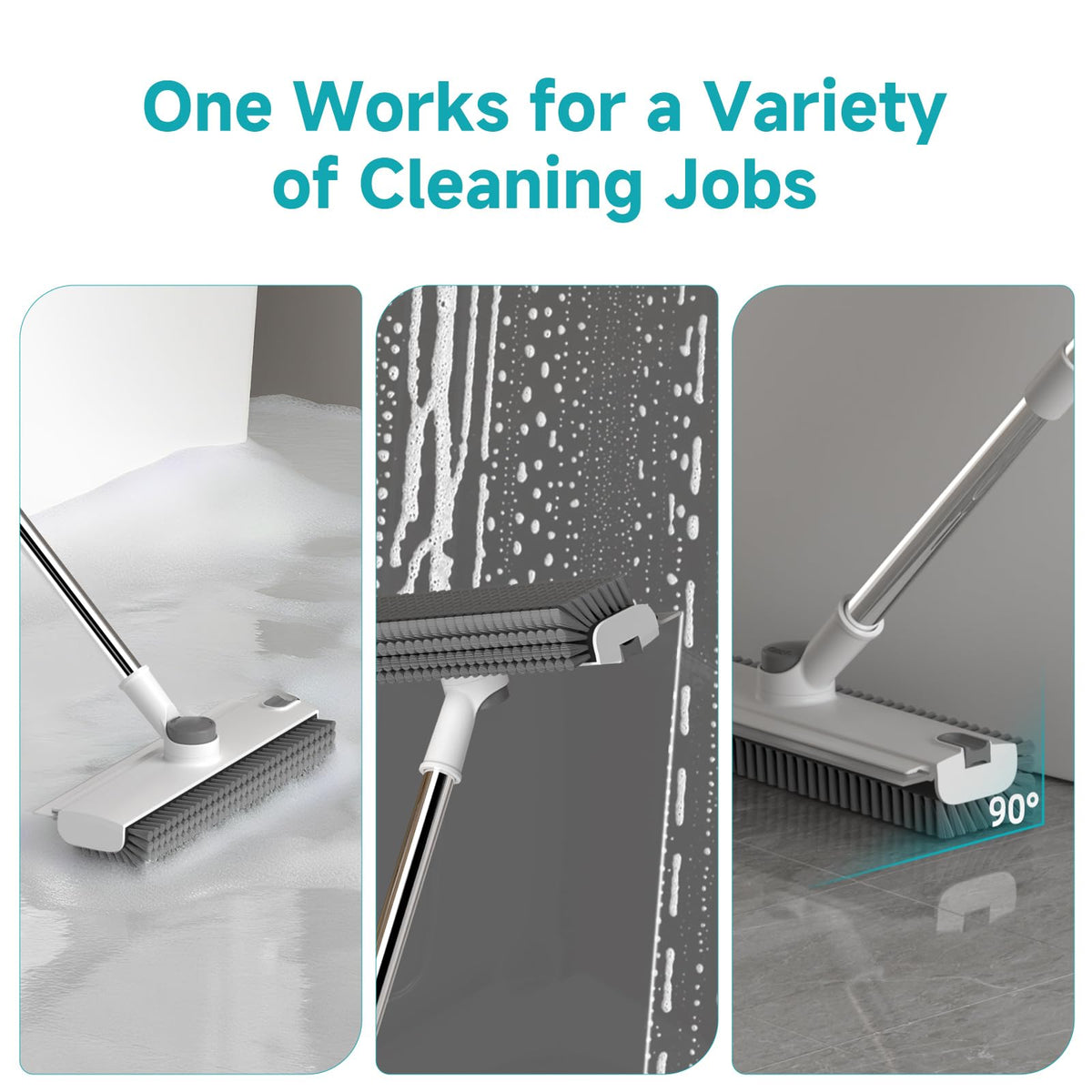 Floor Scrub Brush with Long Handle Length Adjustable