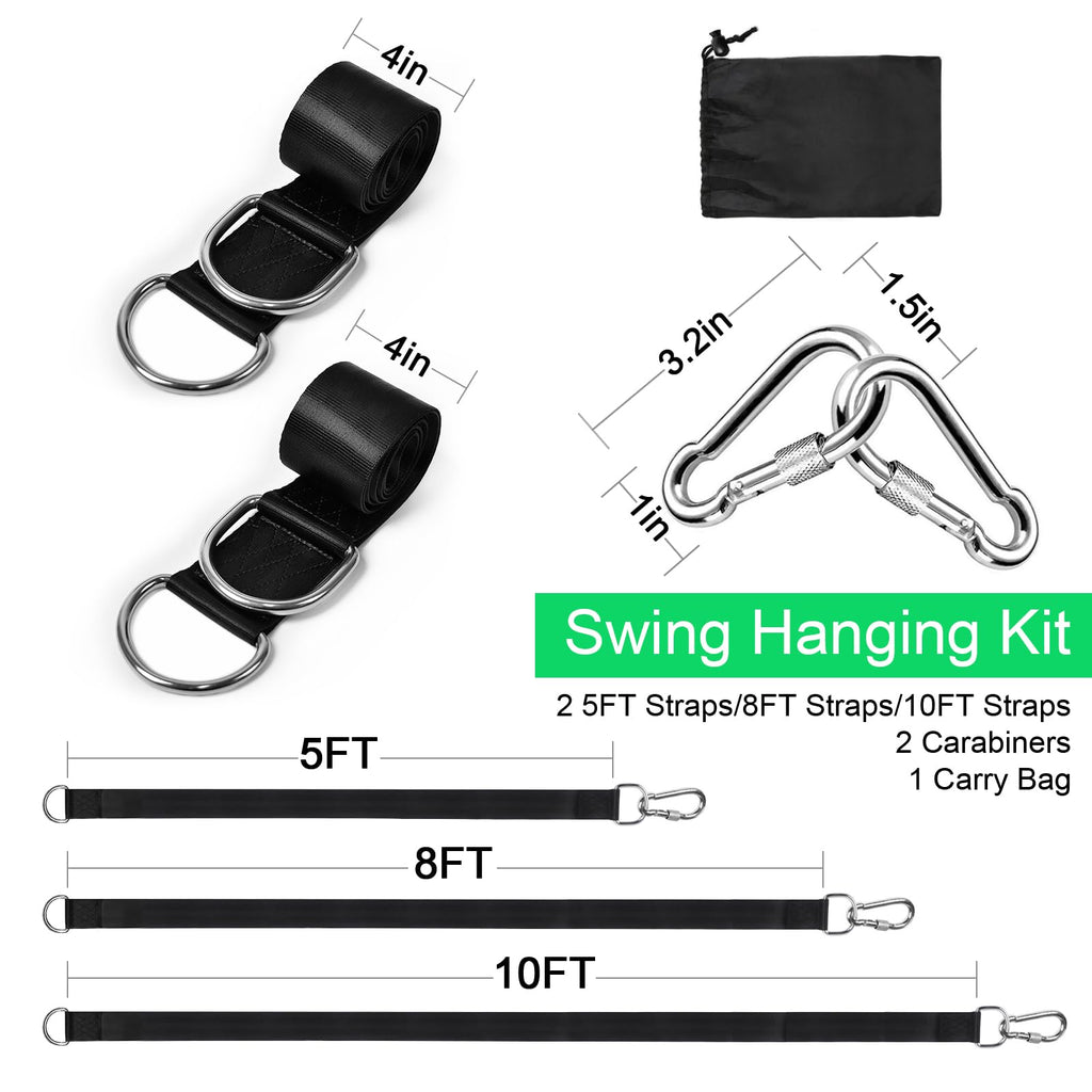 Tree Swing Hanging Straps Kit Holds 2000 lbs,8ft Extra Long Straps Strap with Safer Lock Snap Carabiner Hooks Perfect for Tree Swing Hammocks, Perfect for Swings,Carry Pouch Easy Fast Installation