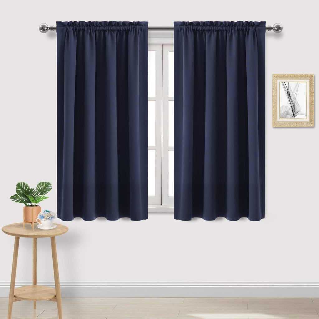 Blackout Curtains for Bedroom Living Room 52 x 54 Inch Long Navy (2 Count)