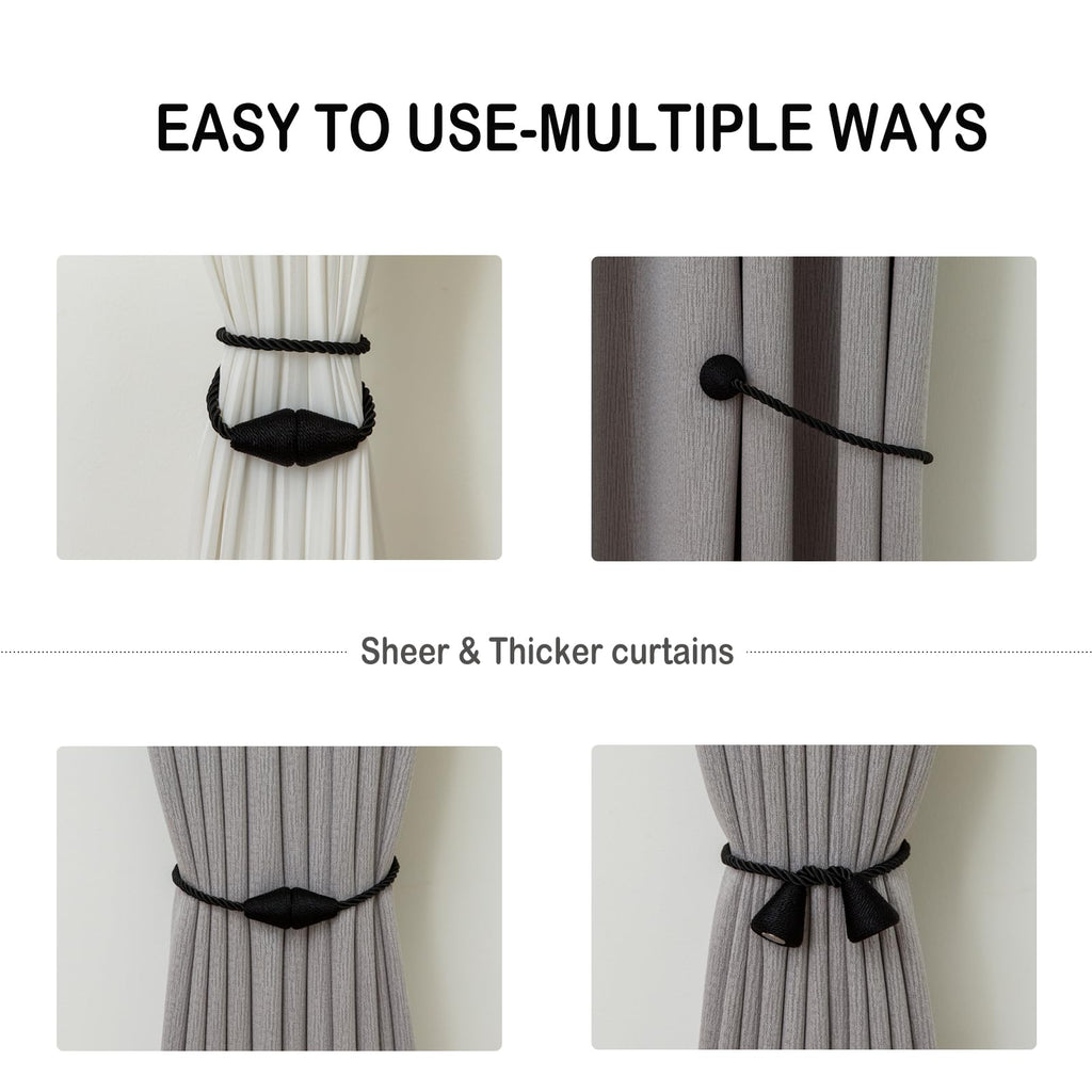 Magnetic Curtain Tiebacks 8 Pack Outdoor Rope Curtain Tie Backs Decorative Window Treatment Holdbacks for Home Decorative Curtain