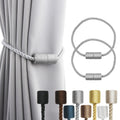 2 Pack Grey Strong Magnetic Curtain Tiebacks Outdoor Elegant Decorative Tie Backs Modern Rope Tiebacks for Drapes Window Curtain Holdbacks for Draperies (2 Count)