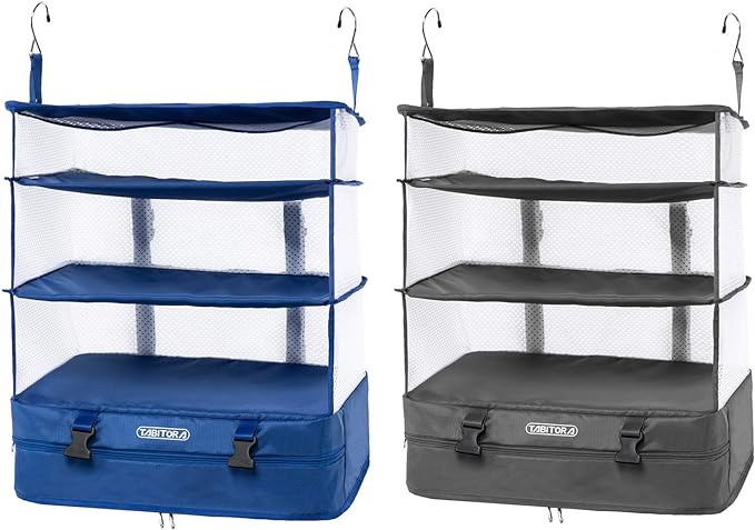 TABITORA Portable Hanging Travel Shelves Bag Packing Cube Organizer Suitcase Storage Large Capacity