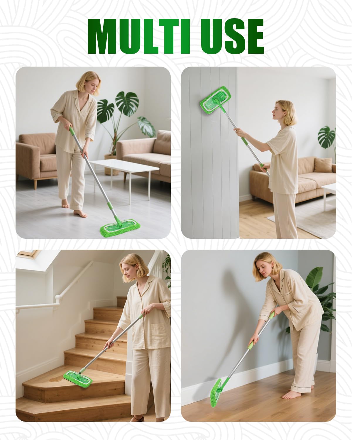 Reusable Microfiber Mop Pads Compatible with Swiffer Sweeper Mop (4 Count)