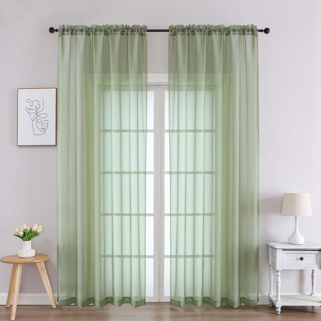 Sage Green Sheer Curtains 90 Inches Long 2 Panels (2 Count)