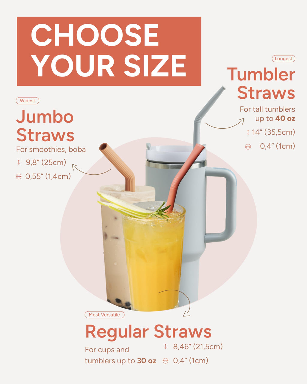 Silicone Smoothie Straws (6 Count)