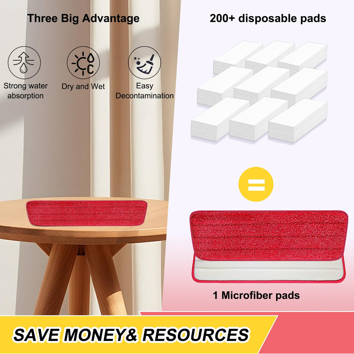 8 Pack 16.5 inch Reusable Mop Pads Microfiber Spray Mop Replacement Heads for Wet (8 Count)