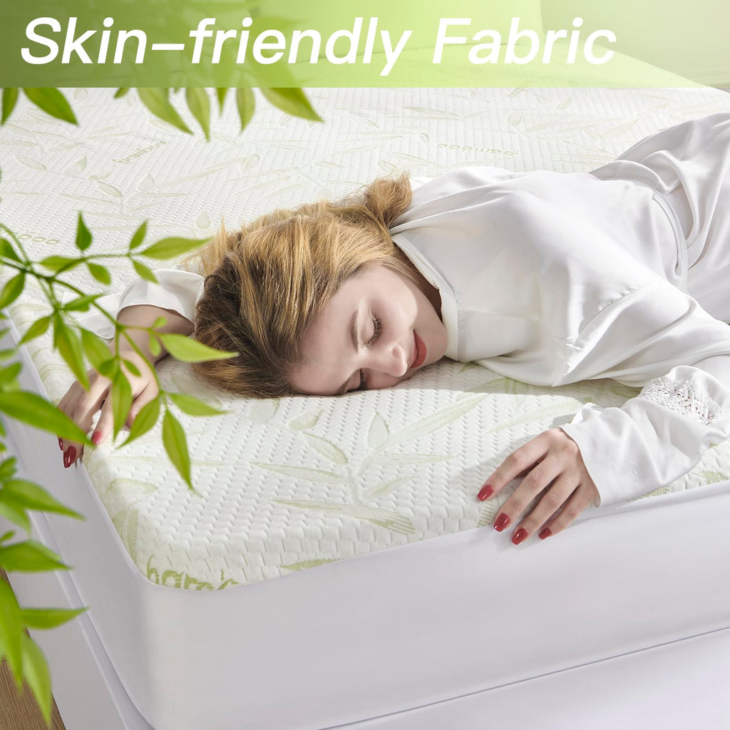 Twin XL Mattress Protector Waterproof Mattress Pad Washable Bamboo Rayon Mattress Cover Breathable Noiseless Bed Protector 5"
