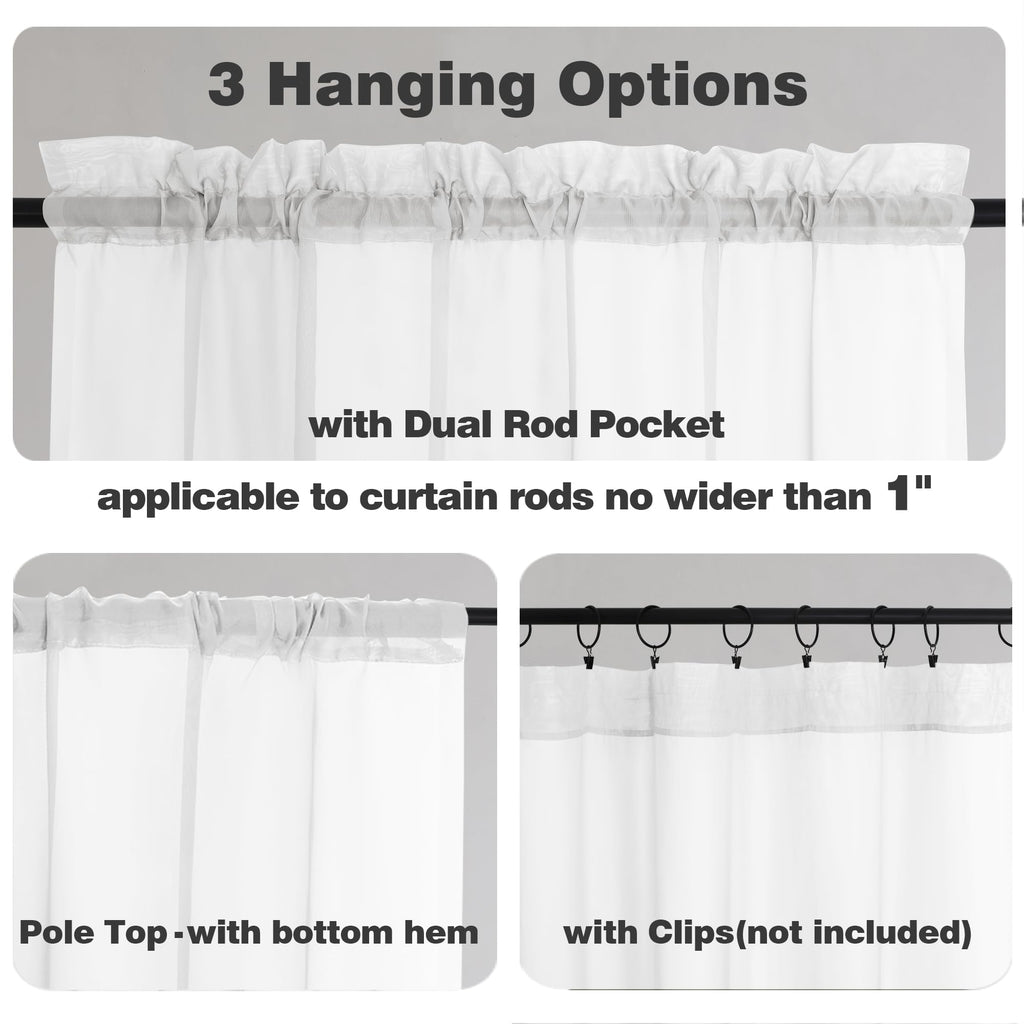 White Sheer Curtains 96 inches Long 2 Panels Set (2 Count)